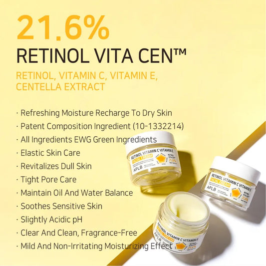APLB-Crème Visage au Rétinol, Vitamine C et Vitamine E - 55ml