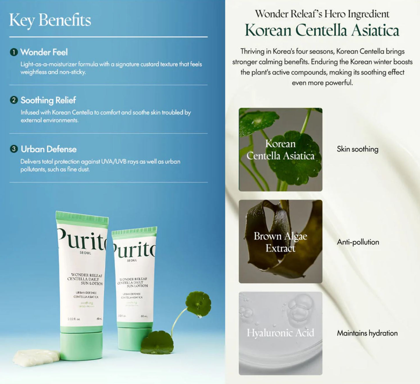 PURITO SEOUL-Wonder releaf centella daily sun lotion SPF50+ PA+ 60ml