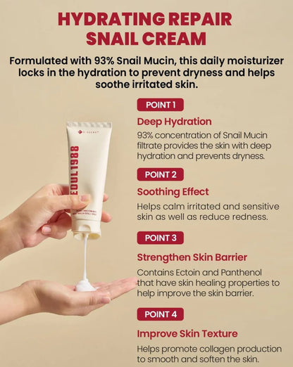 KSECRET-SEOUL 1988 CREAM  SNAIL MUCIN 93% + RICE 100ML