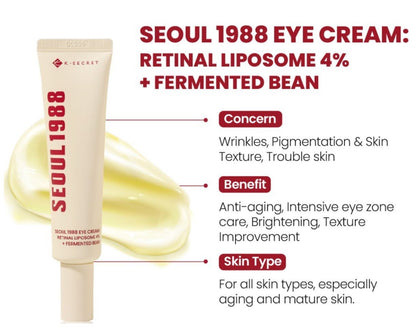 KSECRET-SEOUL 1988 EYE CREAM  RETINAL LIPOSOME 4% + FERMENTED BEAN 30ML