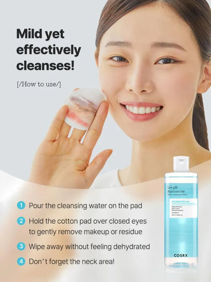 COSRX-Eau Micellaire Nettoyante au Niacinamide – pH Faible – 400ml