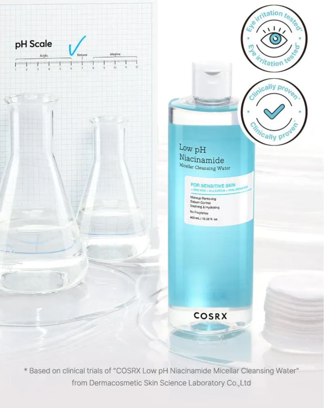 COSRX-Eau Micellaire Nettoyante au Niacinamide – pH Faible – 400ml