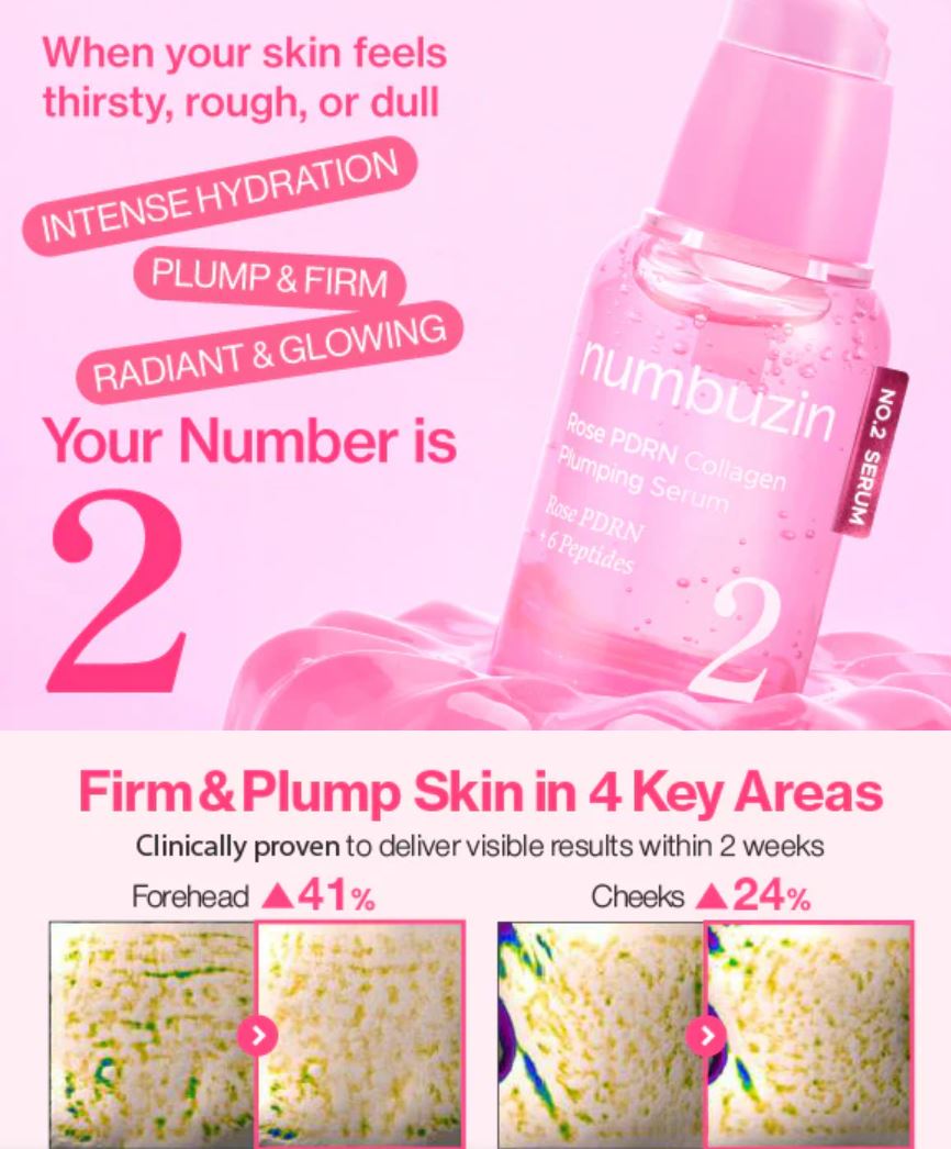 NUMBUZIN-NO.2 ROSE PDRN COLLAGEN PLUMPING SERUM 30ML