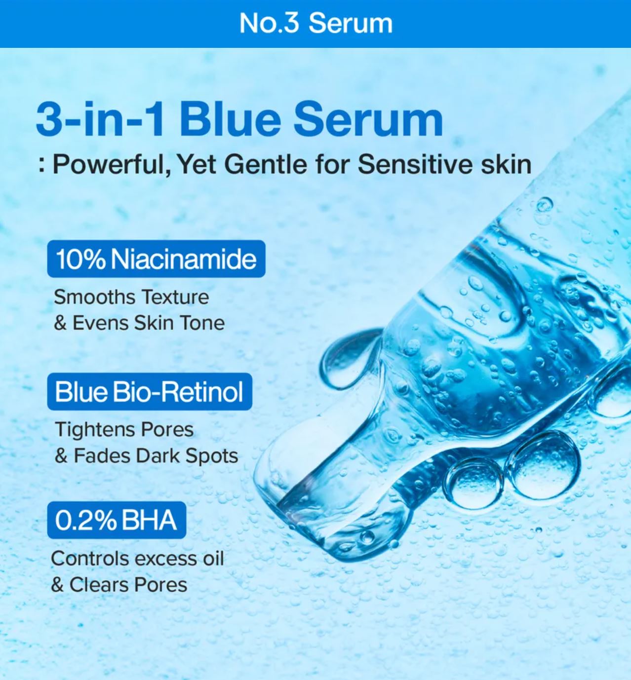 NUMBUZIN-NO.3 BLUE BIO-RETINOL PORE REFINING SERUM 30ML