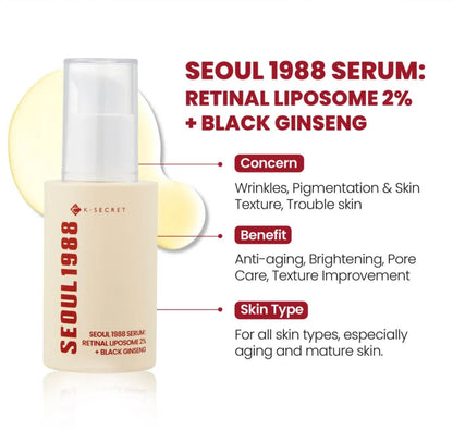 KSECRET-SEOUL 1988 SERUM – Retinal liposome 2% & Ginseng noir – 30ml