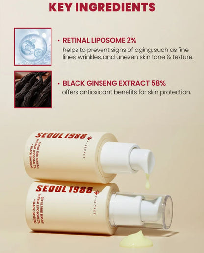 KSECRET-SEOUL 1988 SERUM – Retinal liposome 2% & Ginseng noir – 30ml