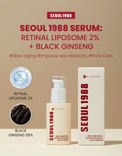 KSECRET-SEOUL 1988 SERUM – Retinal liposome 2% & Ginseng noir – 30ml
